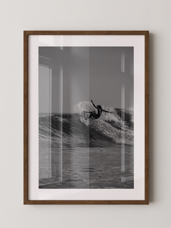 Surfer Welle Schwarzweiß