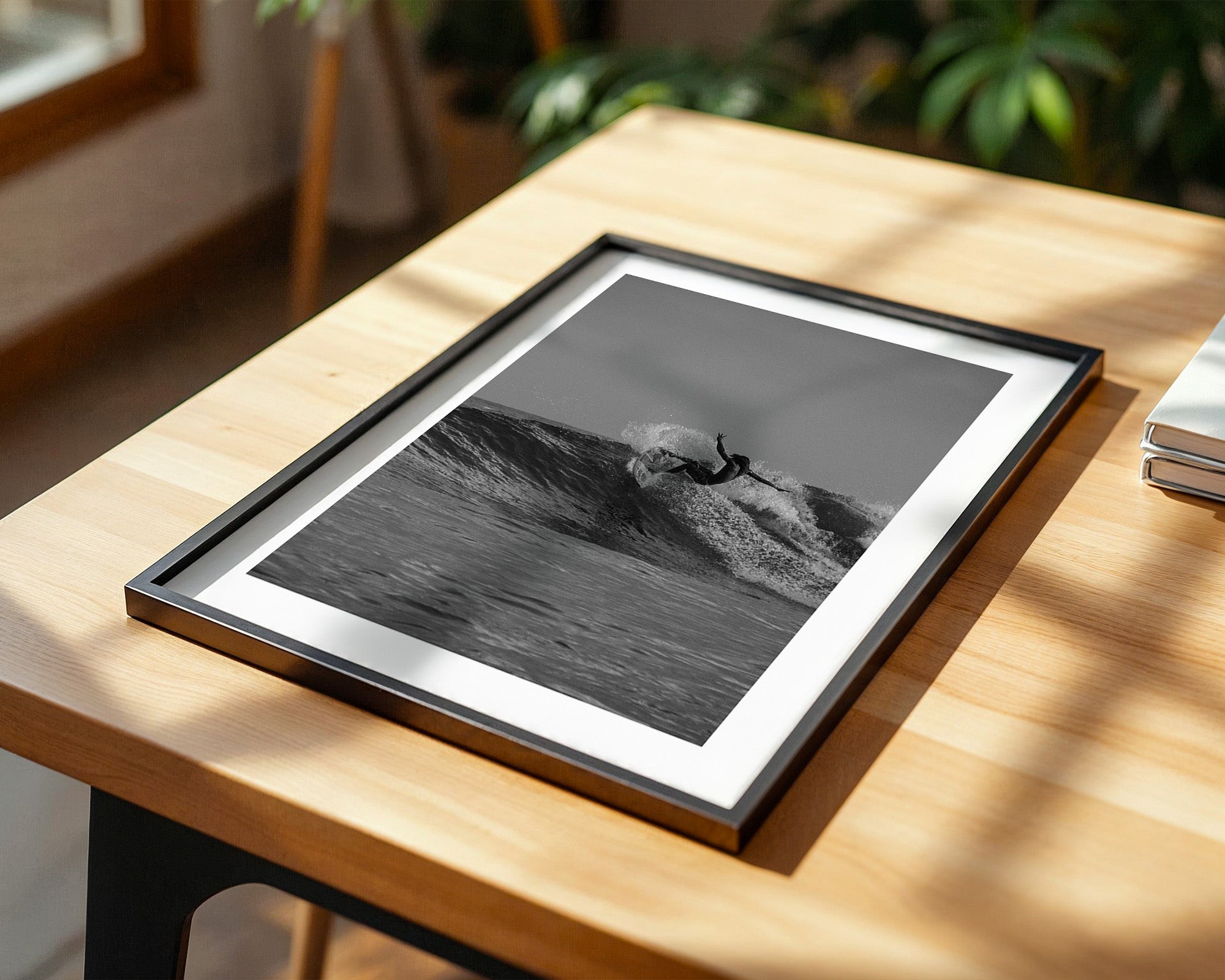 Surfer Welle Schwarzweiß