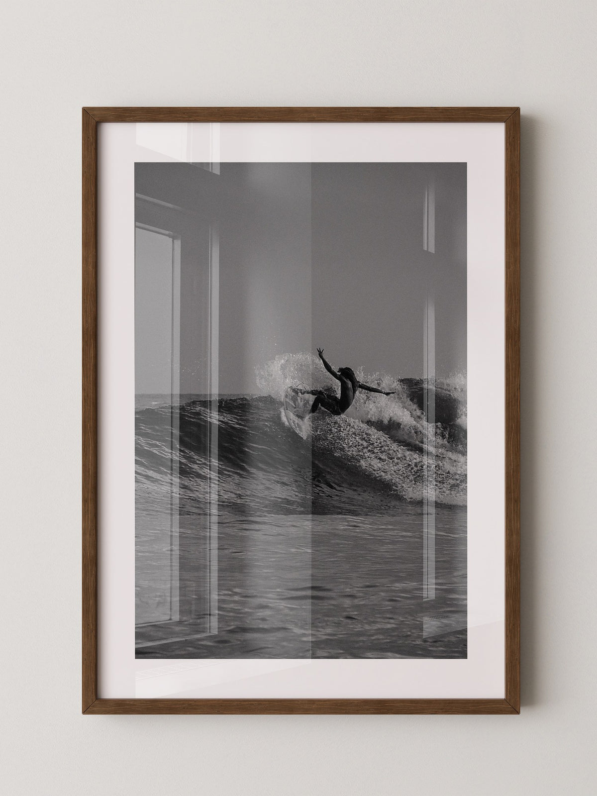 Surfer Welle Schwarzweiß