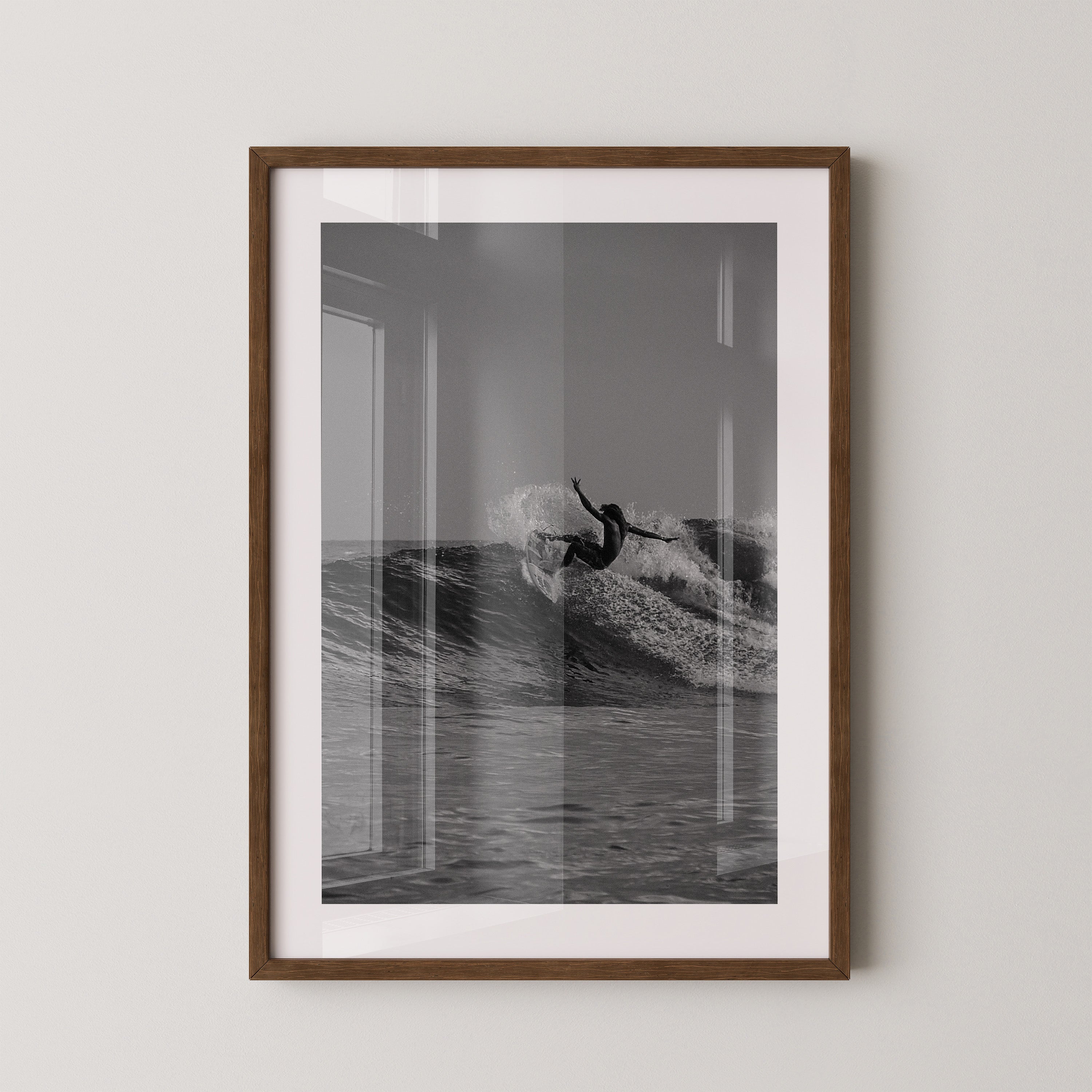 Surfer Welle Schwarzweiß