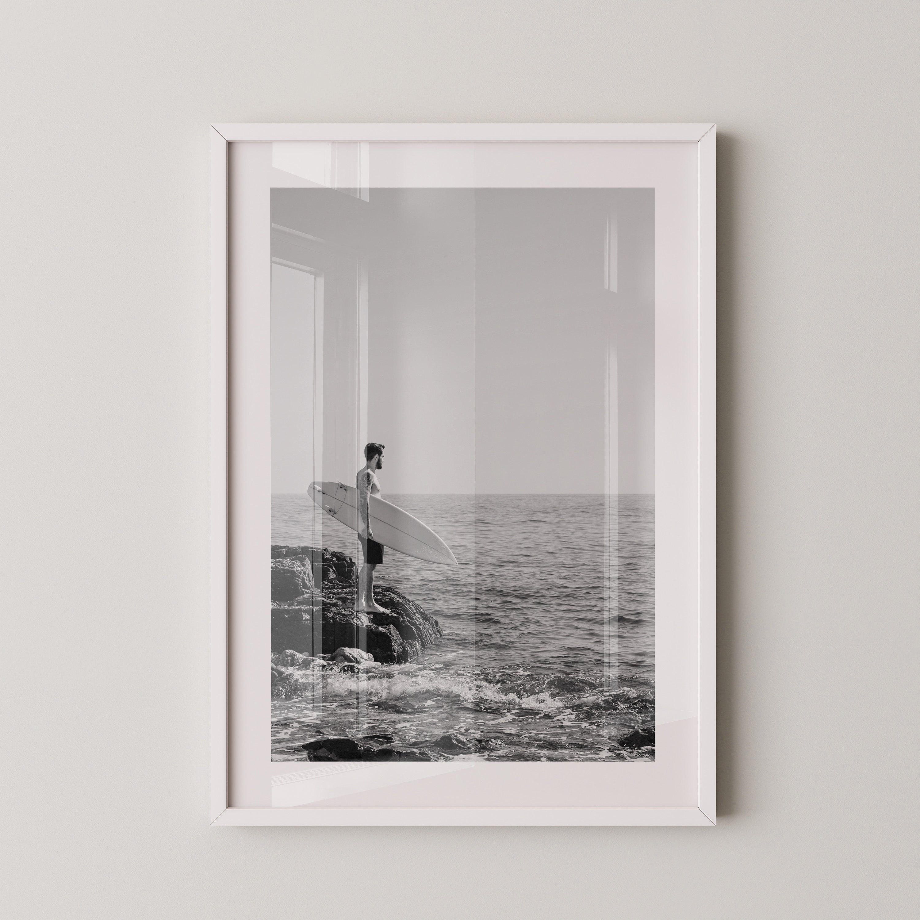 Surfer Meer Monochrom