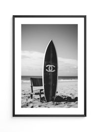 Surfbrett Strand Schwarzweiß