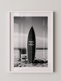 Surfbrett Strand Schwarzweiß