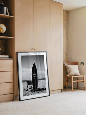 Surfbrett Strand Schwarzweiß