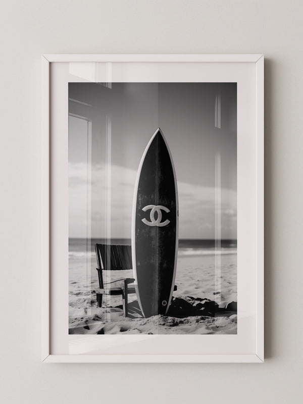 Surfbrett Strand Schwarzweiß