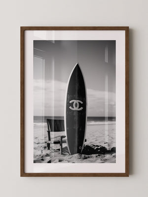 Surfbrett Strand Schwarzweiß