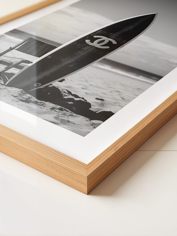 Surfbrett Strand Schwarzweiß