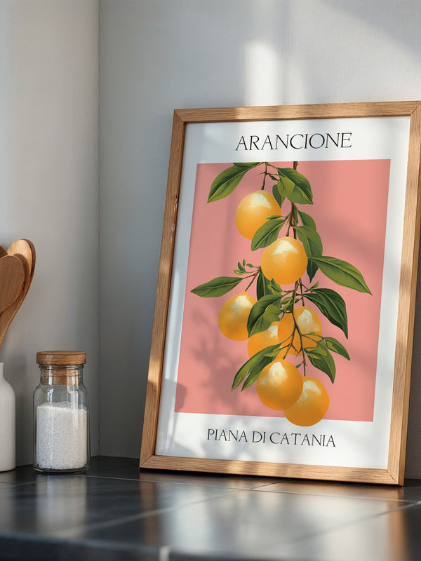 Orangen Zweig Pastellhintergrund