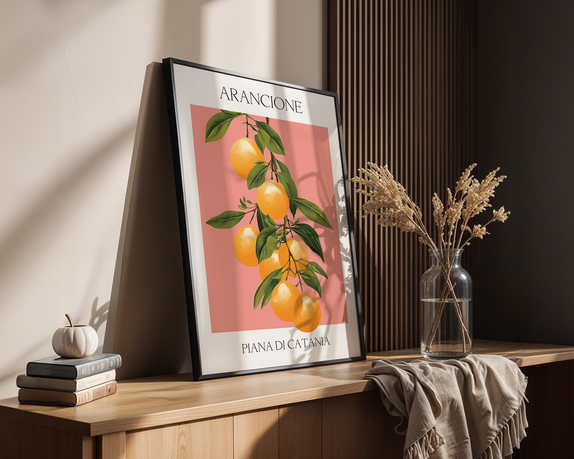 Orangen Zweig Pastellhintergrund