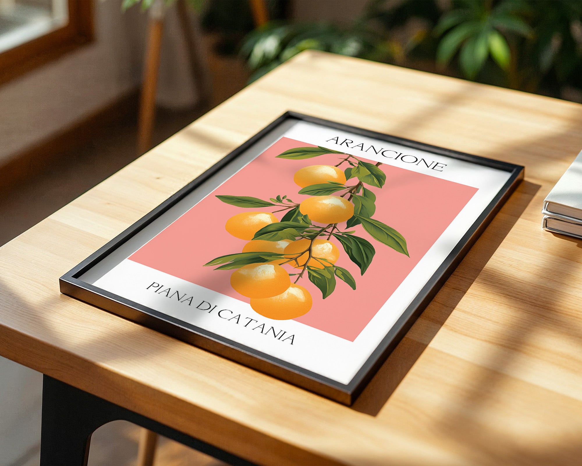 Orangen Zweig Pastellhintergrund