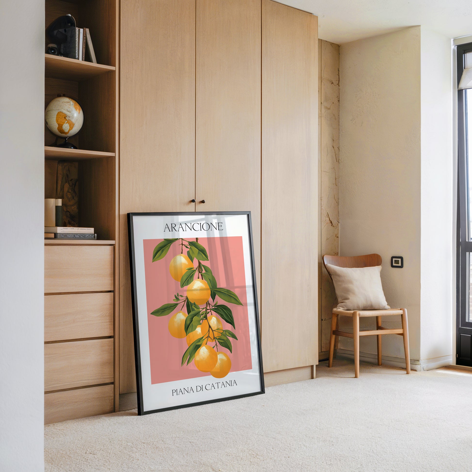 Orangen Zweig Pastellhintergrund