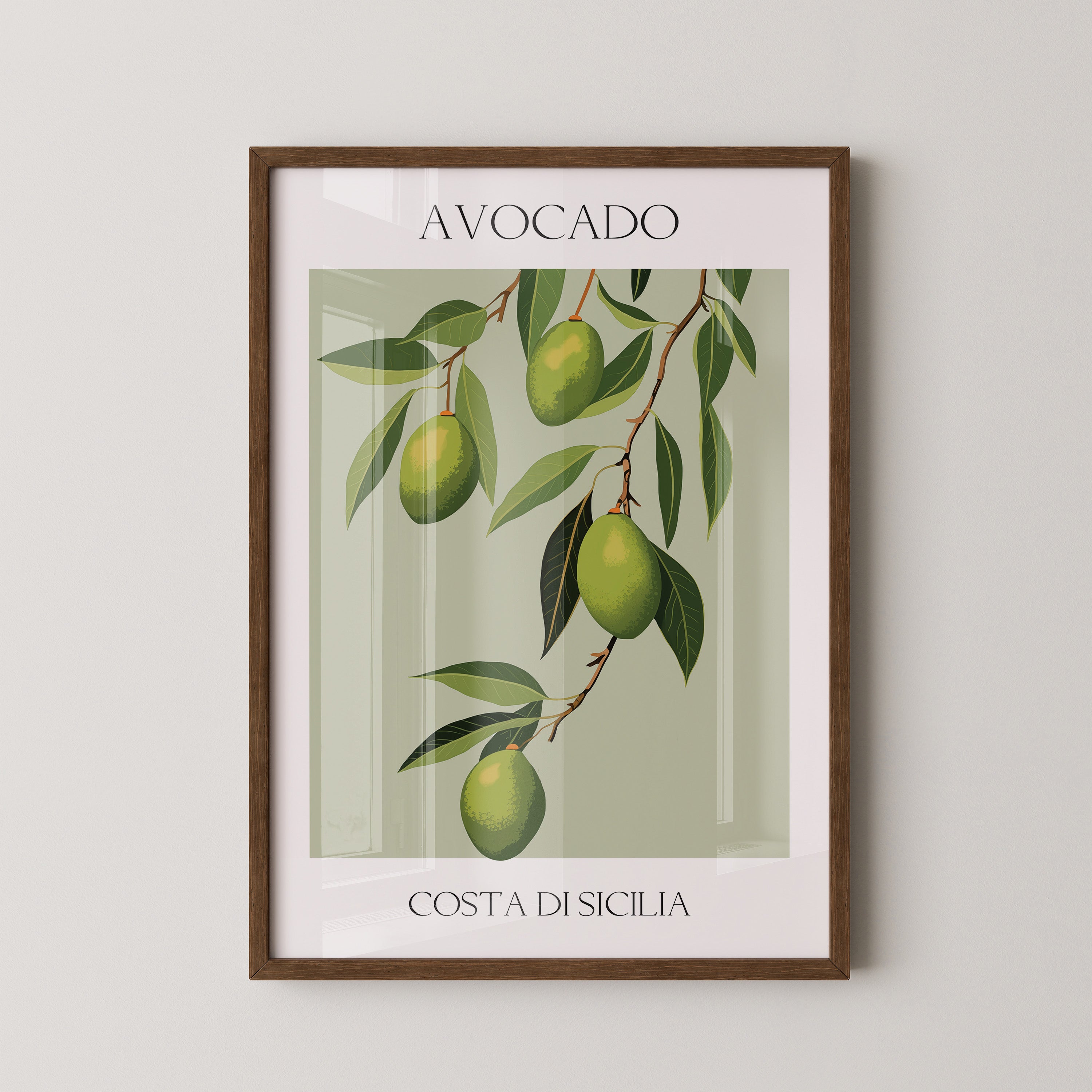 Avocados Zweige Illustration Grün