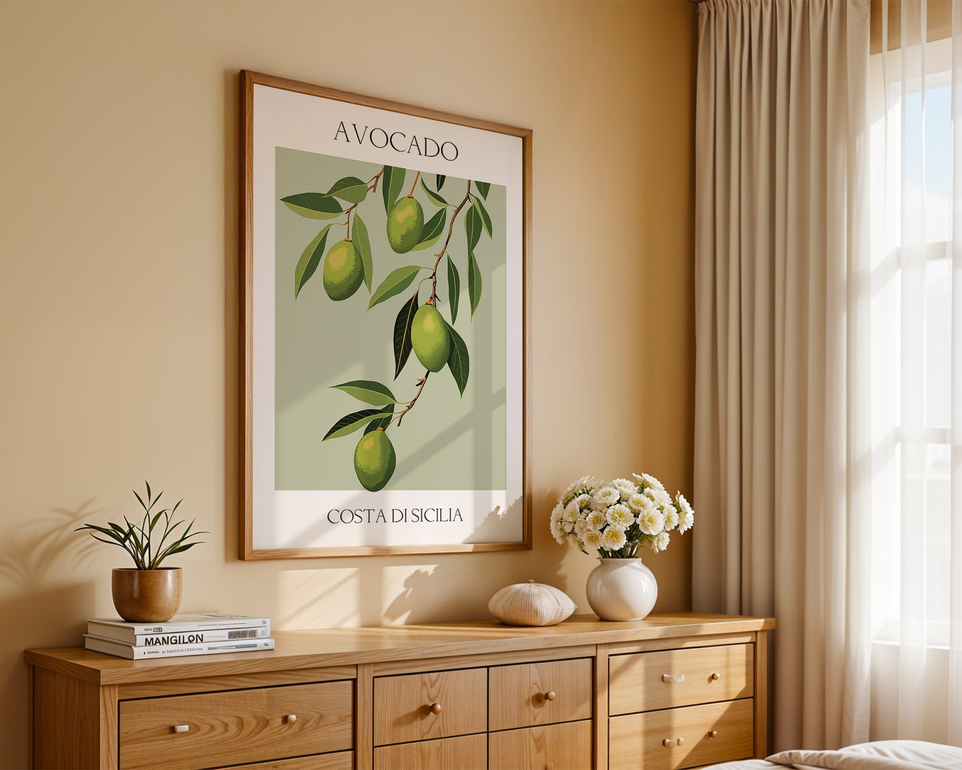 Avocados Zweige Illustration Grün