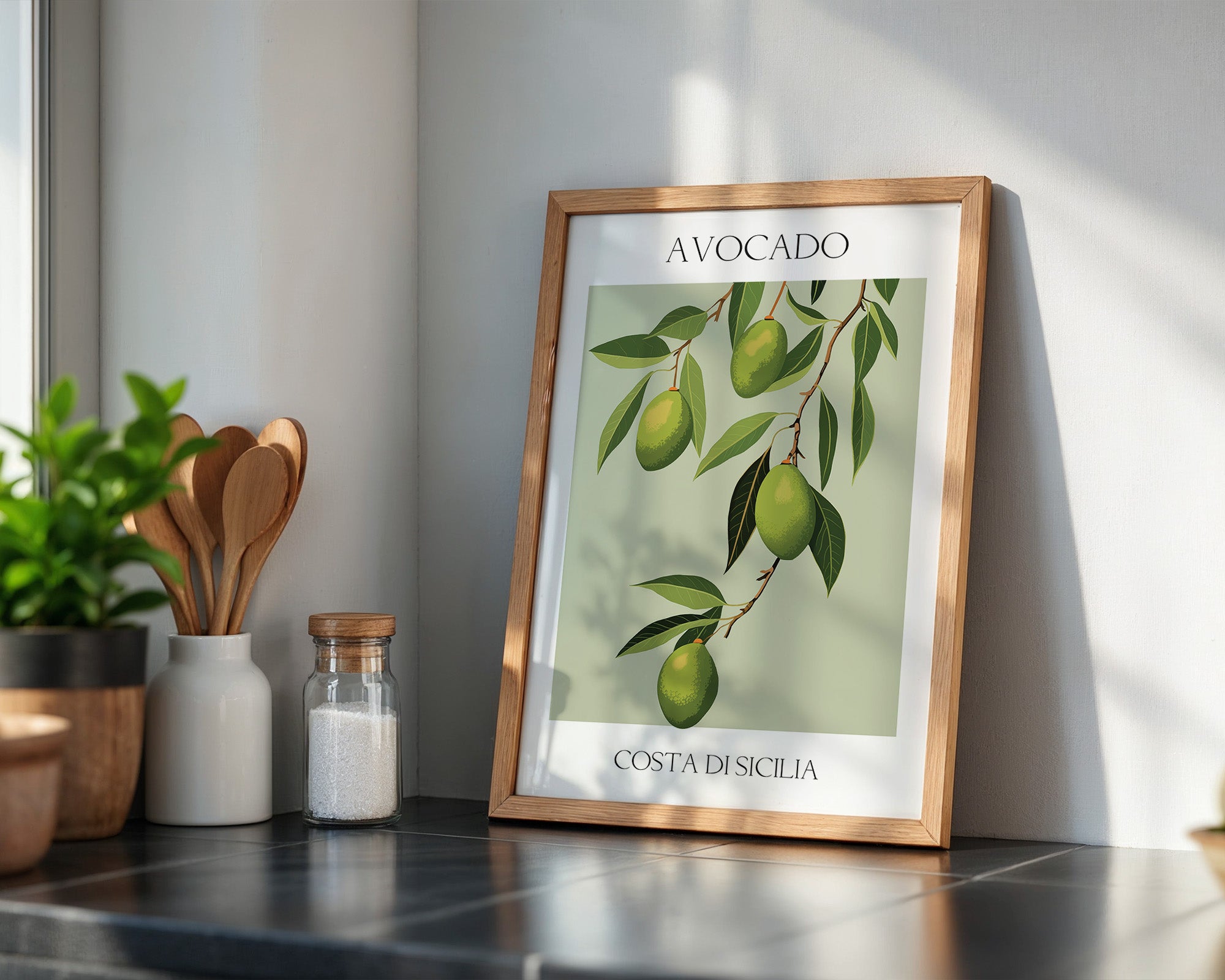 Avocados Zweige Illustration Grün