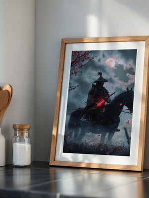 Samurai Vollmond Nachtstimmung