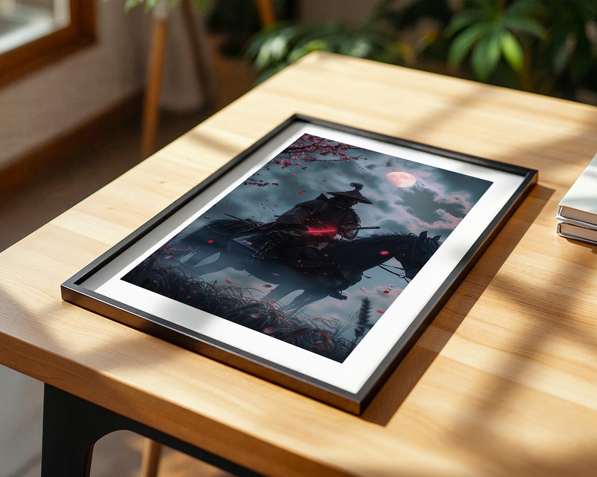 Samurai Vollmond Nachtstimmung