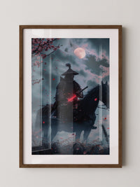 Samurai Vollmond Nachtstimmung