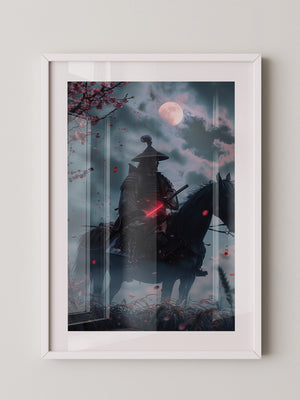 Samurai Vollmond Nachtstimmung