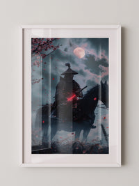 Samurai Vollmond Nachtstimmung