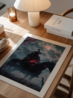 Samurai Vollmond Nachtstimmung