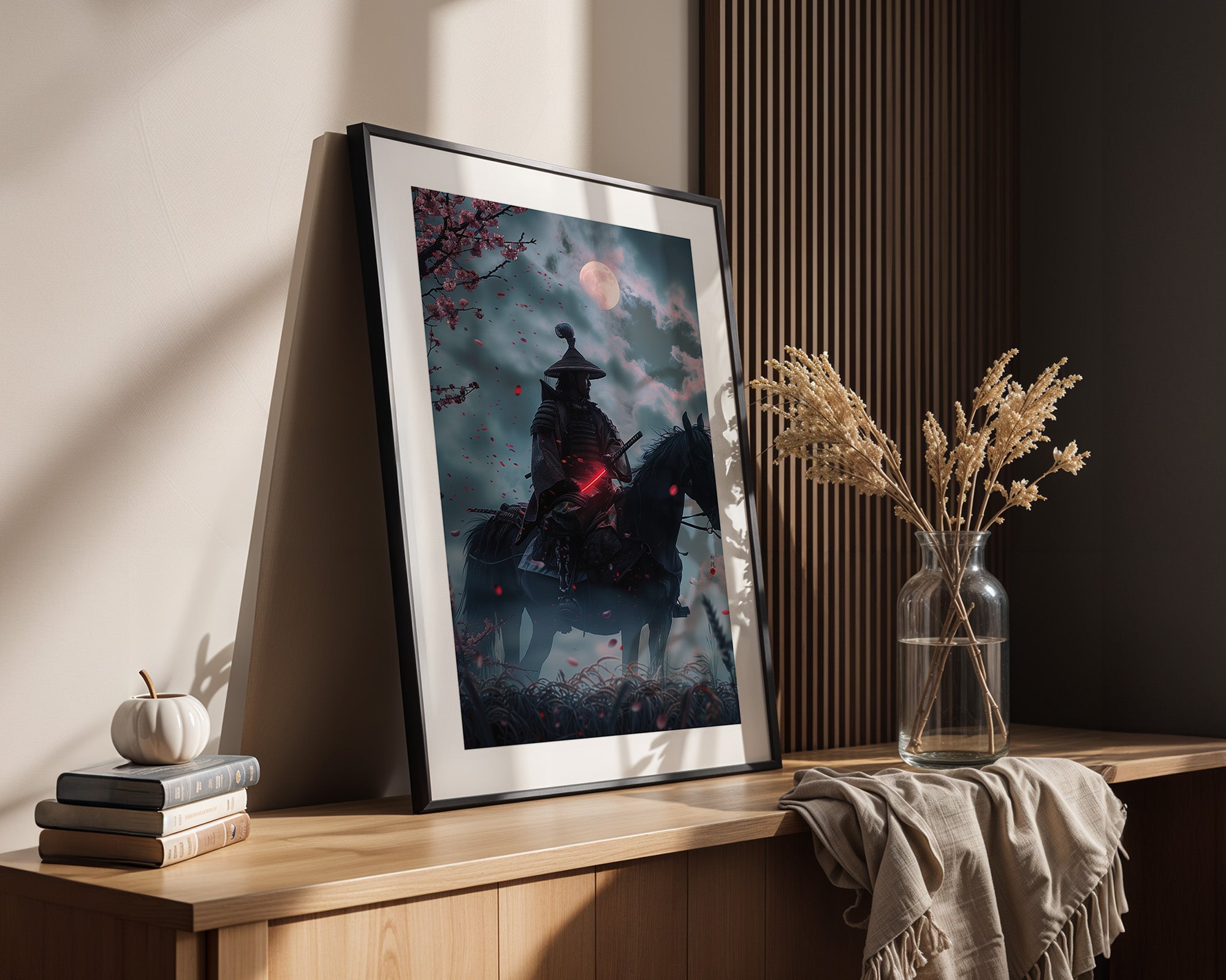 Samurai Vollmond Nachtstimmung