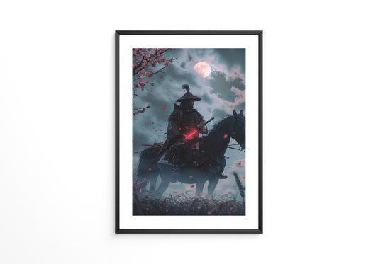 Samurai Vollmond Nachtstimmung