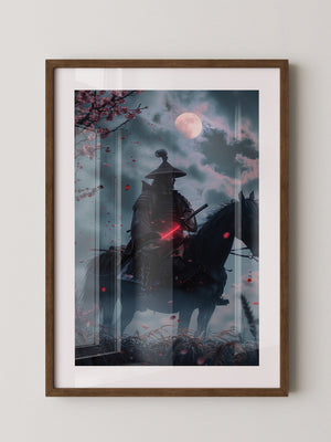 Samurai Vollmond Nachtstimmung