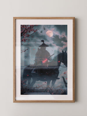 Samurai Vollmond Nachtstimmung