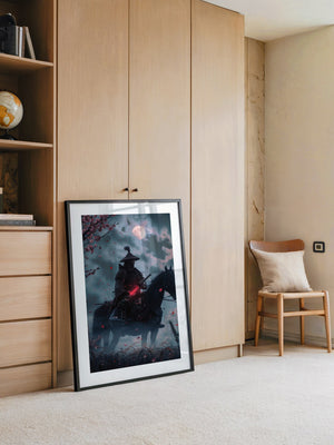 Samurai Vollmond Nachtstimmung