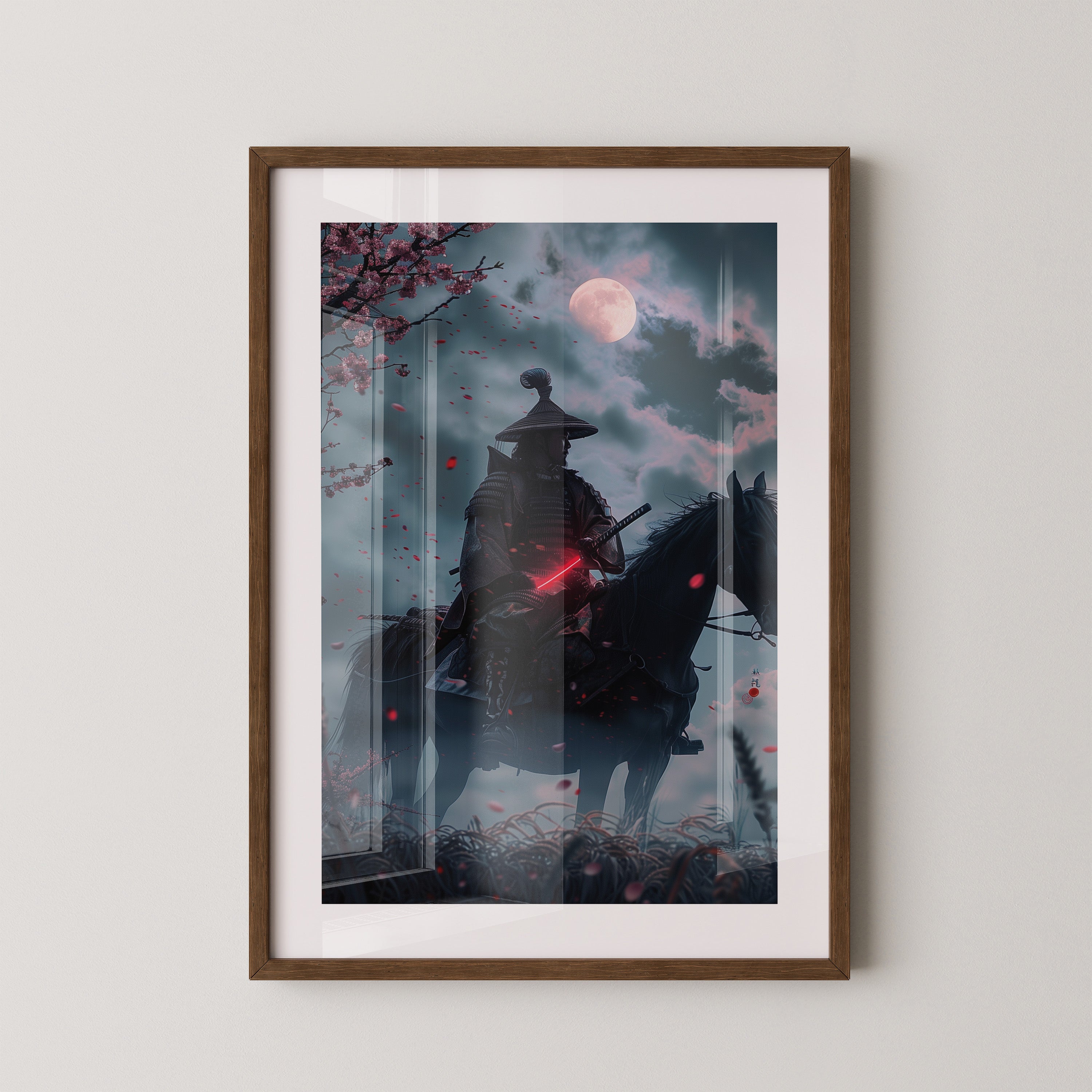 Samurai Vollmond Nachtstimmung