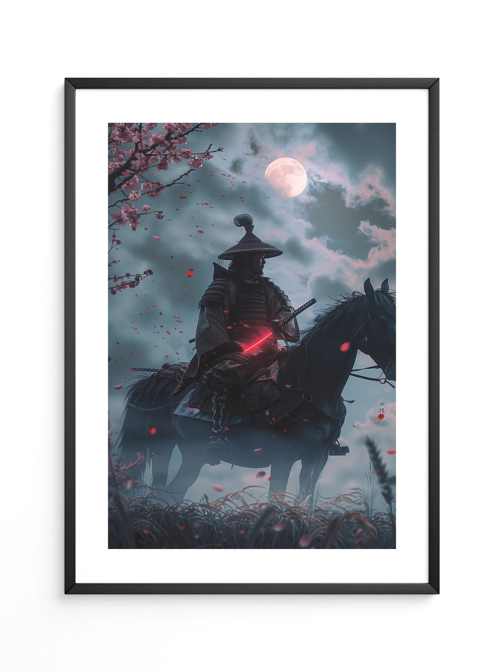 Samurai Vollmond Nachtstimmung