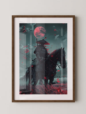 Samurai Vollmond Rote Blüten