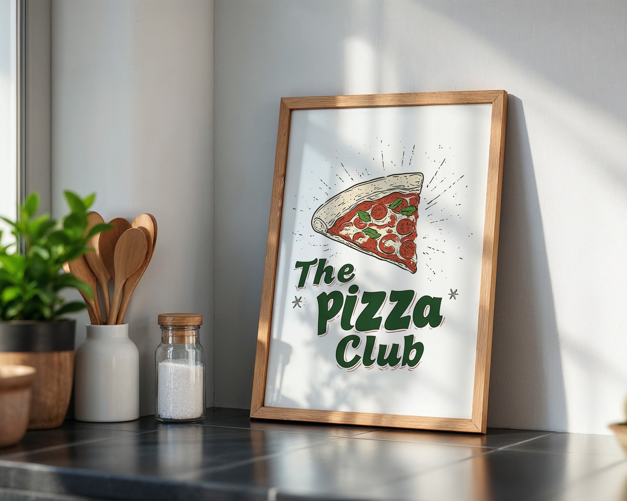 Pizza Grafik Retro Stil