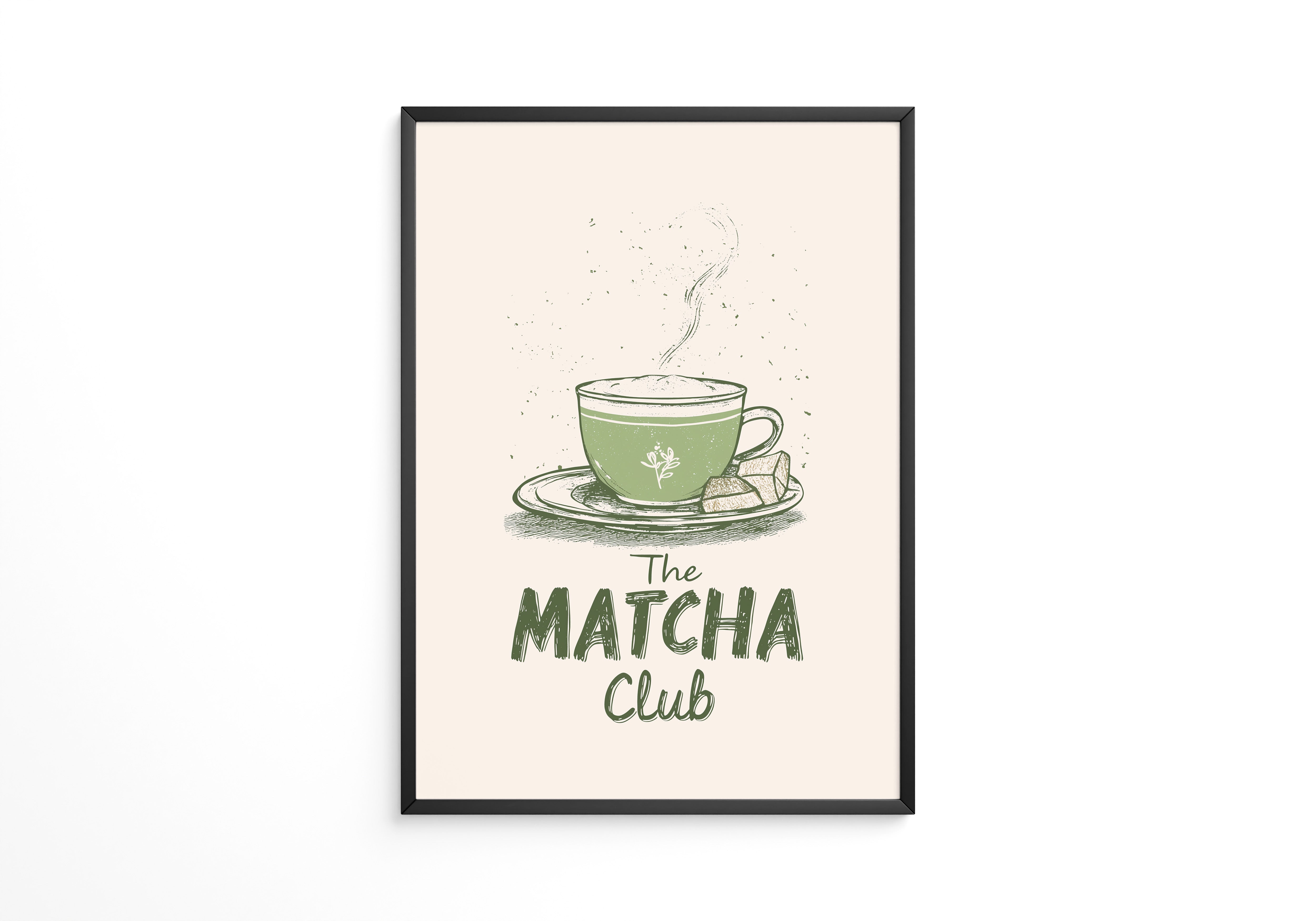 Matcha Tasse Retro Zeichnung