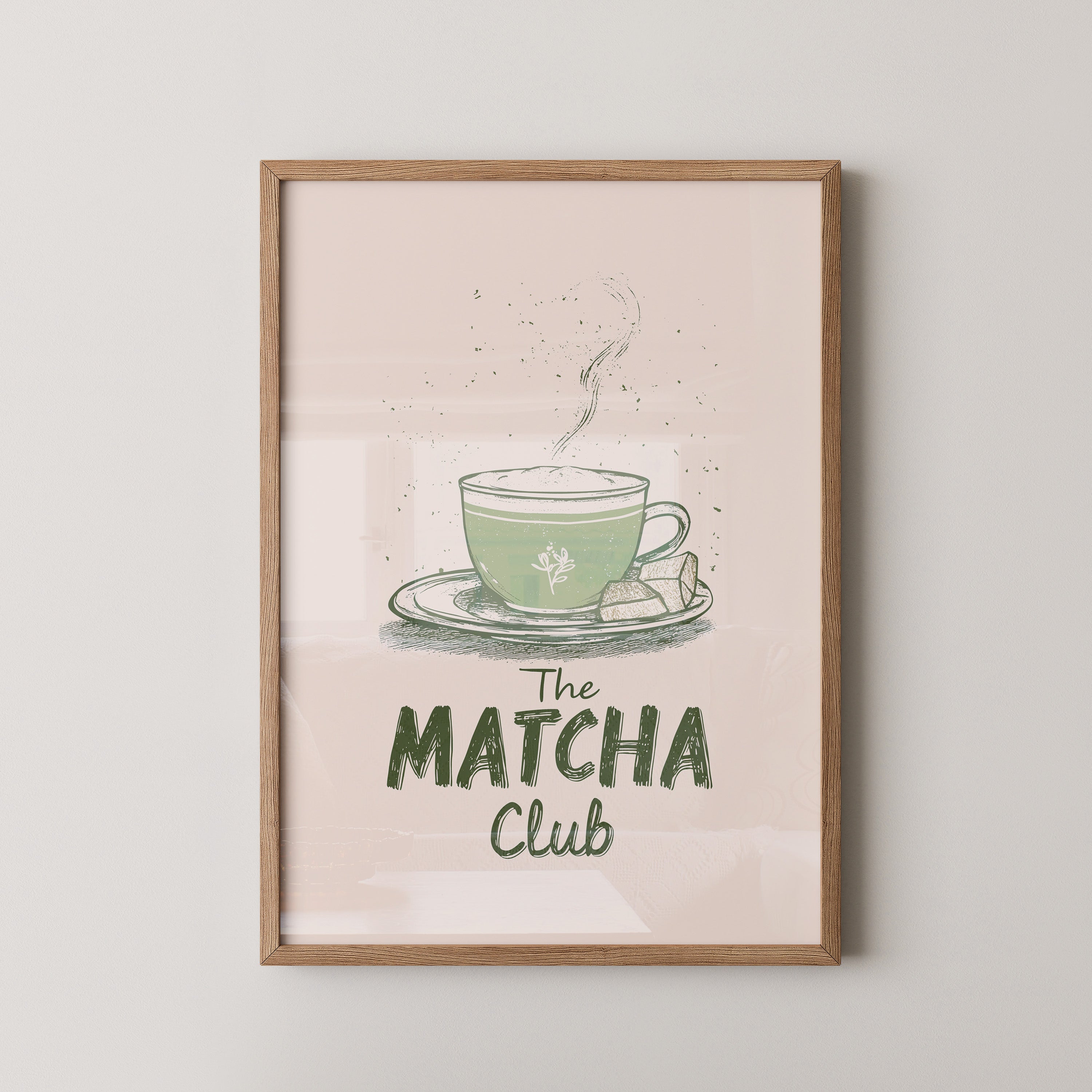 Matcha Tasse Retro Zeichnung