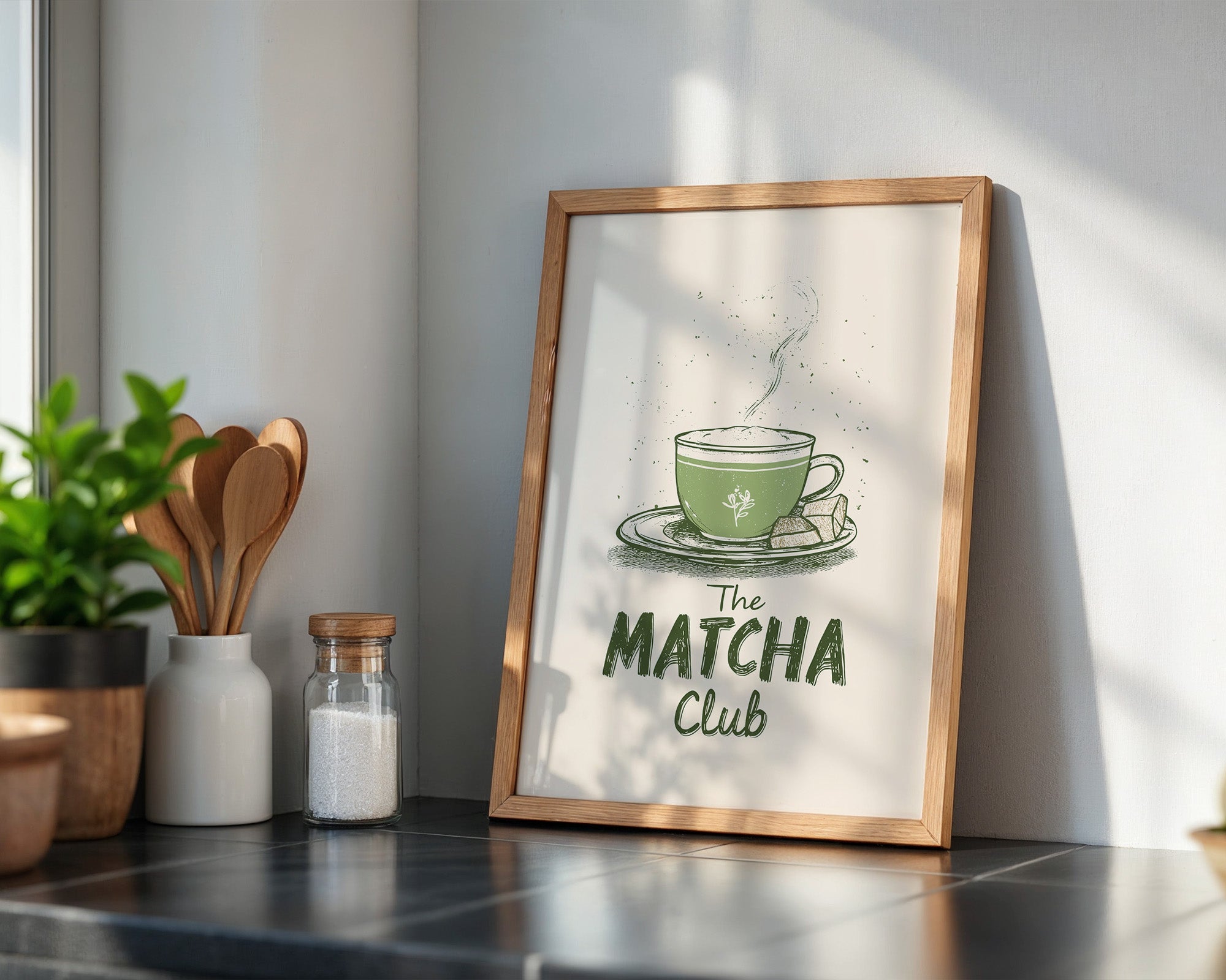 Matcha Tasse Retro Zeichnung