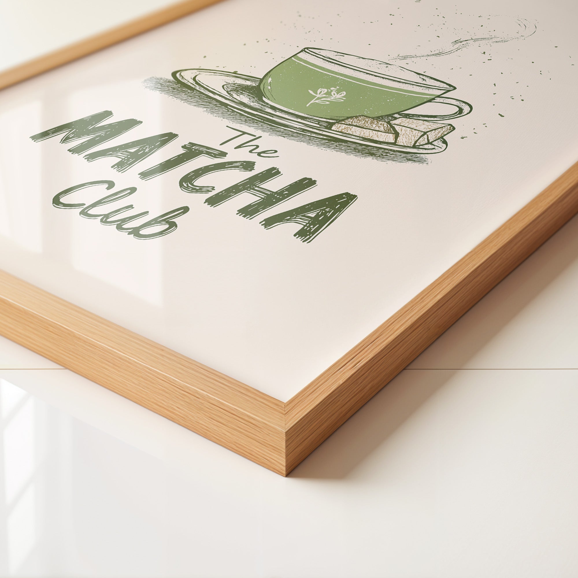 Matcha Tasse Retro Zeichnung