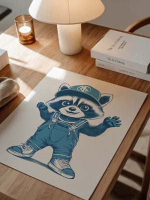 Waschbär Latzhose Blau