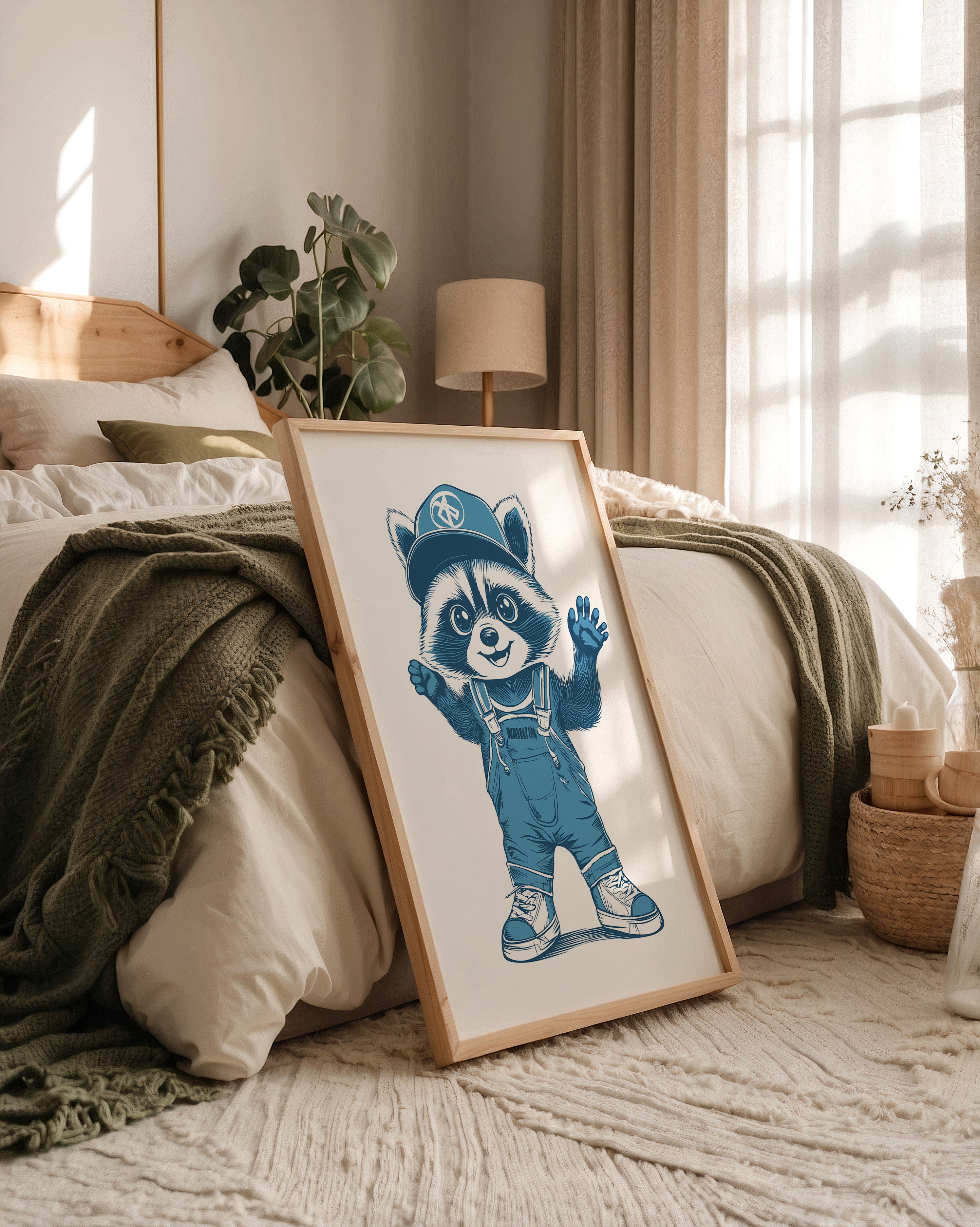 Waschbär Latzhose Blau