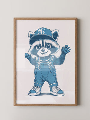 Waschbär Latzhose Blau