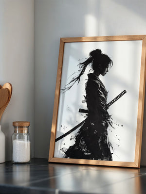 Kriegerin der Stille – Samurai-Frau in Tusche