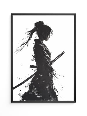 Kriegerin der Stille – Samurai-Frau in Tusche