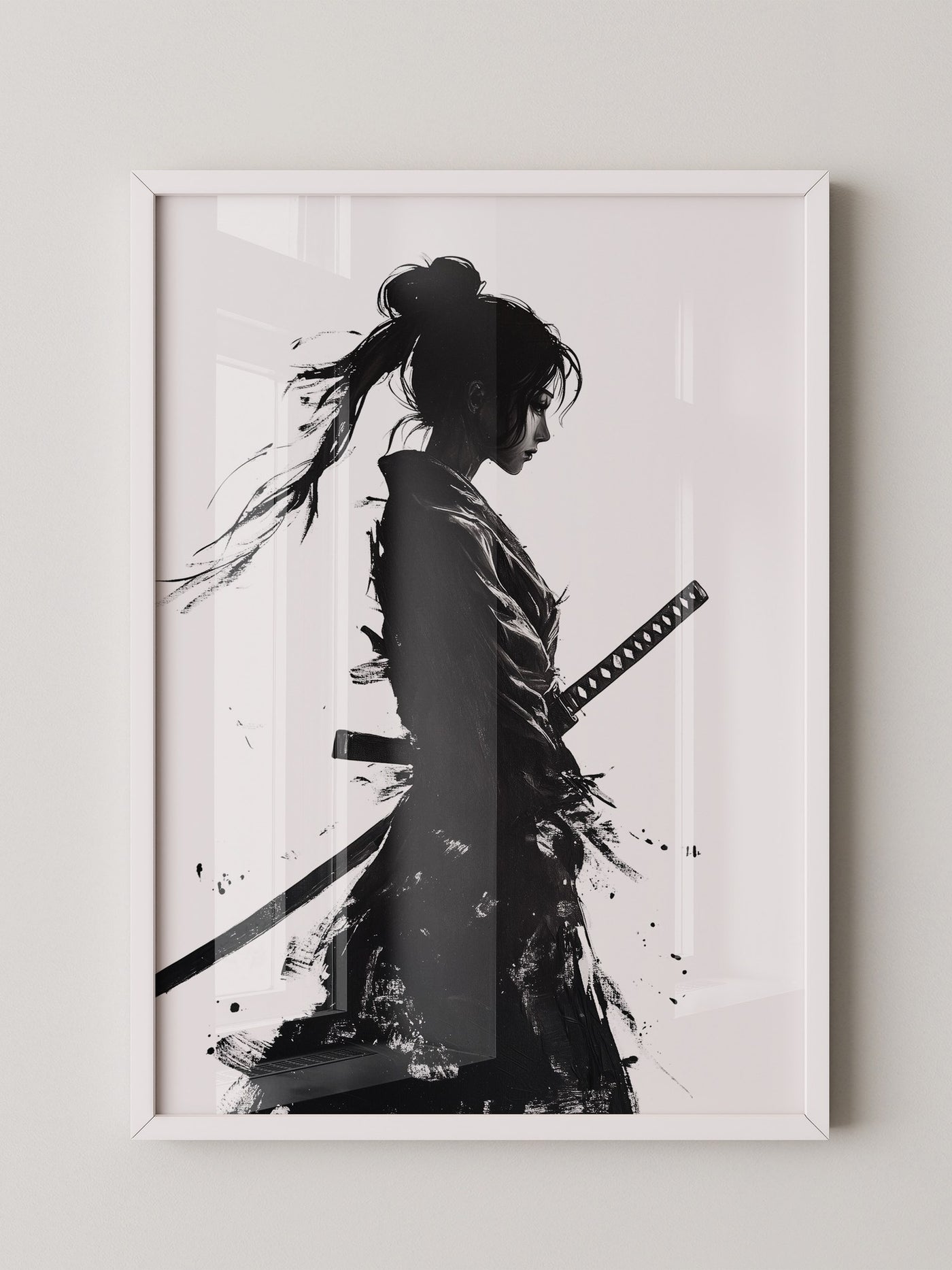 Kriegerin der Stille – Samurai-Frau in Tusche