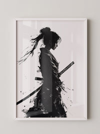 Kriegerin der Stille – Samurai-Frau in Tusche