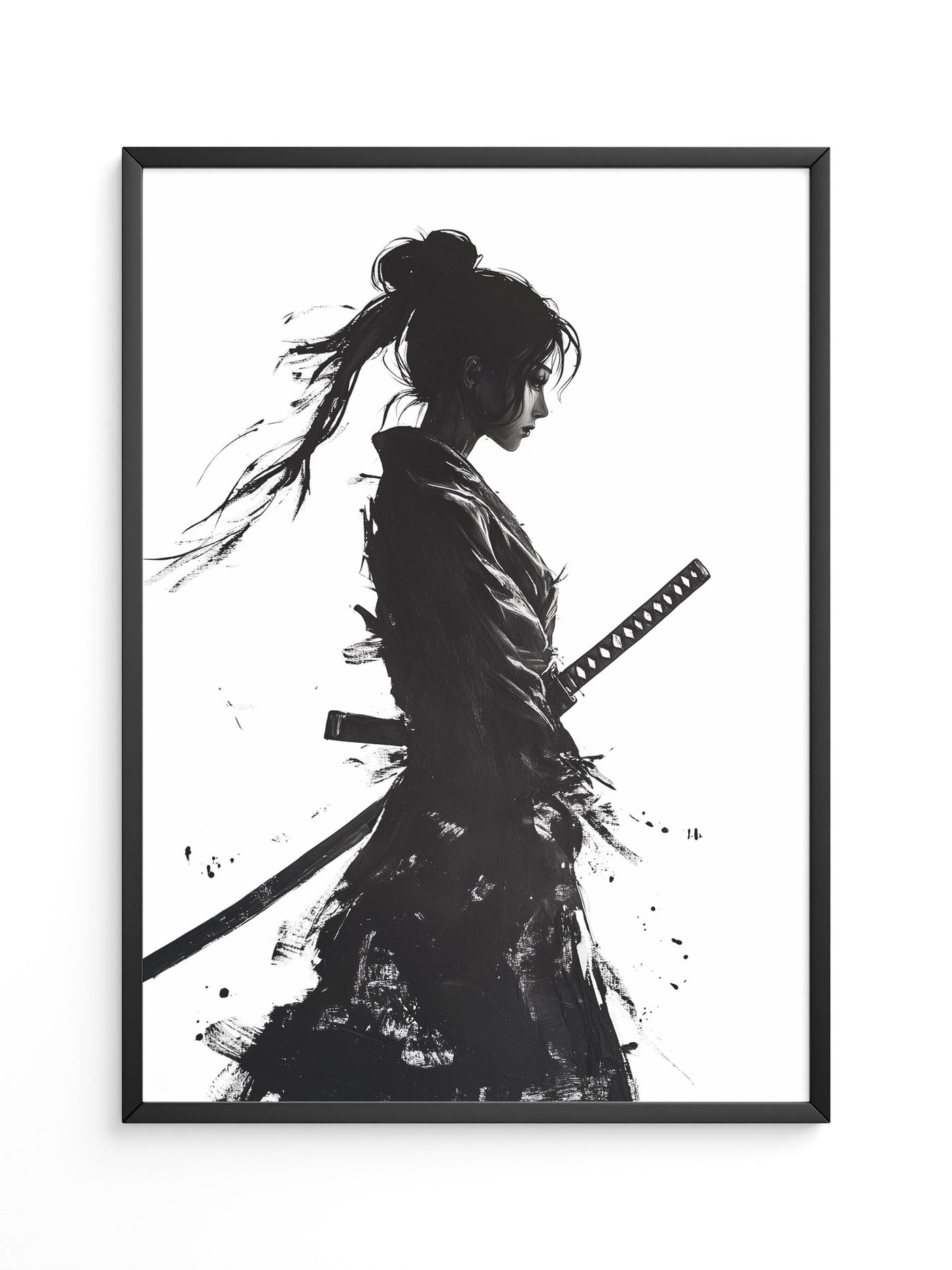 Kriegerin der Stille – Samurai-Frau in Tusche