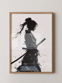 Kriegerin der Stille – Samurai-Frau in Tusche