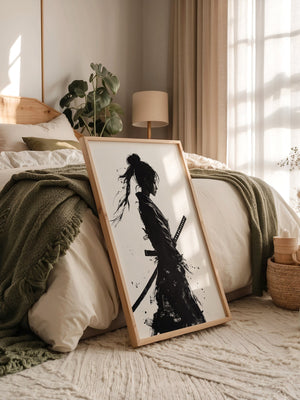 Kriegerin der Stille – Samurai-Frau in Tusche
