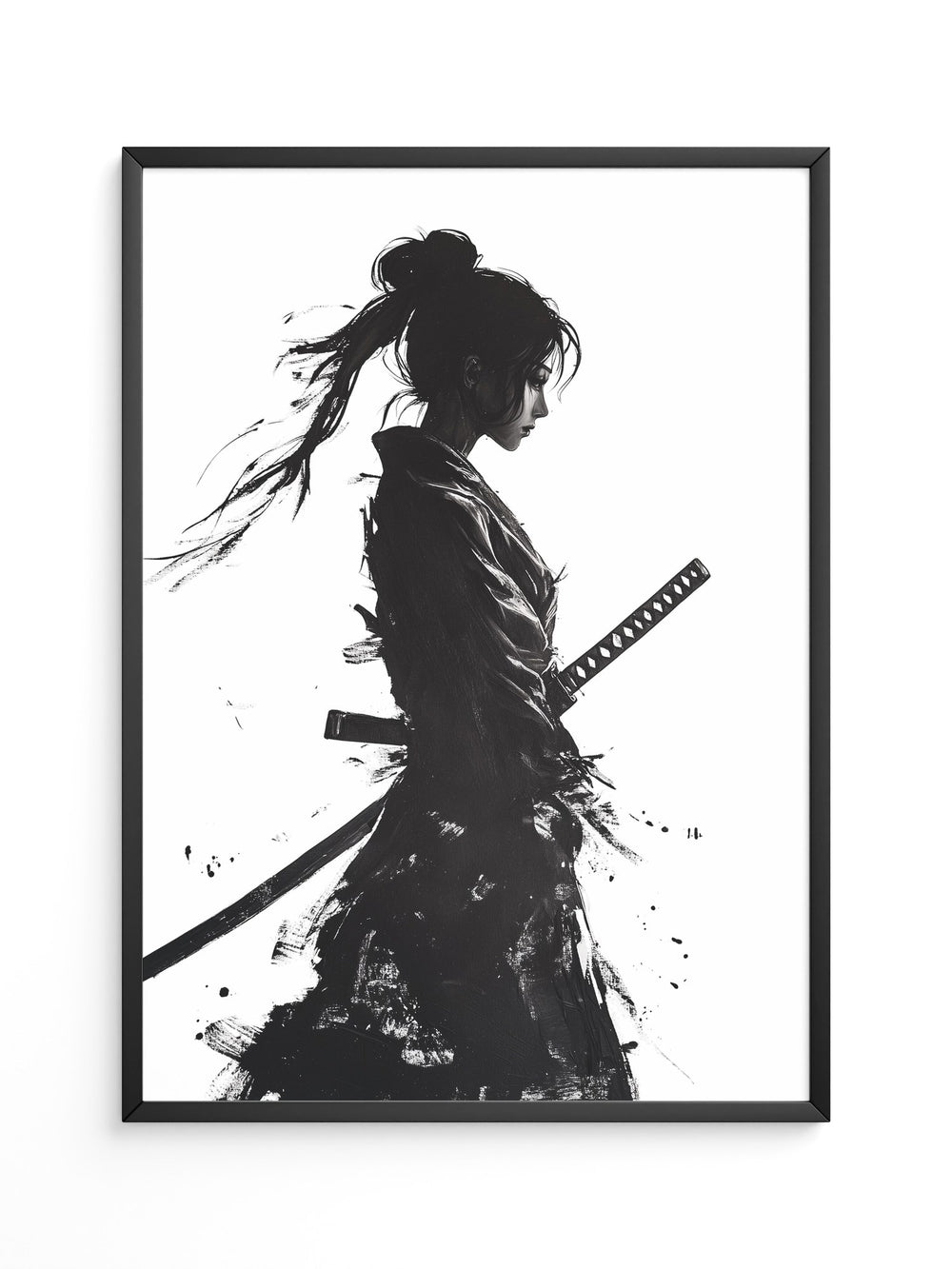 Kriegerin der Stille – Samurai-Frau in Tusche