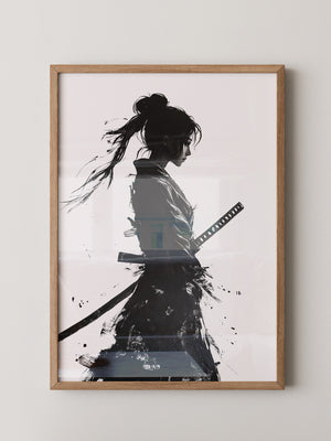 Kriegerin der Stille – Samurai-Frau in Tusche