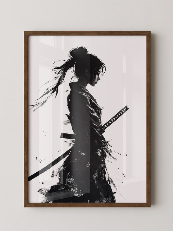 Kriegerin der Stille – Samurai-Frau in Tusche